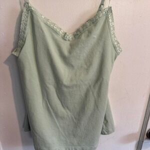 Esprit Green Lace Trim Cami Tank Top Spaghetti Strap Size Small